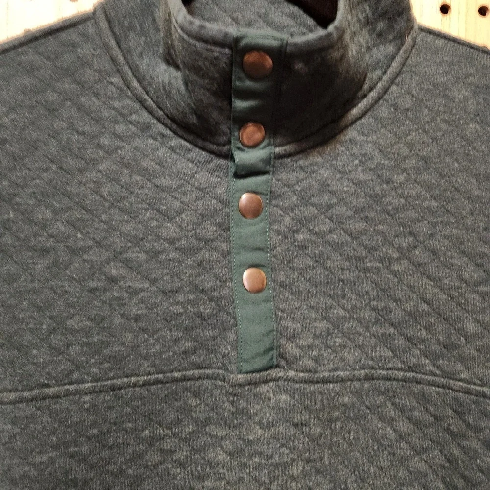 Sonoma Sweater Mens L Blue Long‎ Sleeve 1/4 Snap Sweater Quilted  Fall Winter